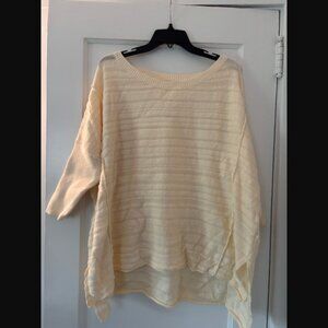 Pilcro ivory shadow stripe 3/4 slv sweater